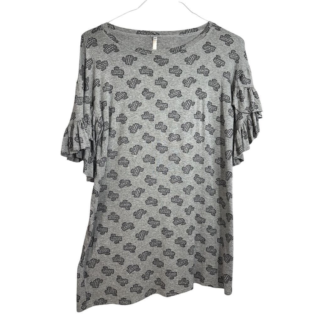 Uncle Frank By Anthropologie Gray Cactus Ruffle Sleeves Mini Dress Medium